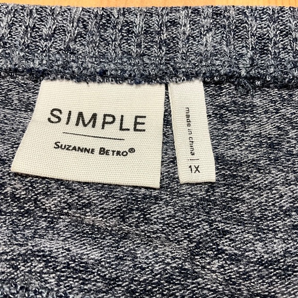 SIMPLE x SUZANNE BETRO Cotton Rayon Blend Seam Detail Sweatshirt / Tunic Sz 1X - Picture 6 of 11